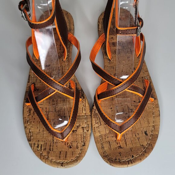 PICK 3 FOR $20 REPORT "ROSE" Strappy Brown/Orange Vegan Sandals Shoes Size 6.5 - Picture 3 of 6